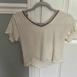 Derek Heart large white cropped short sleeve